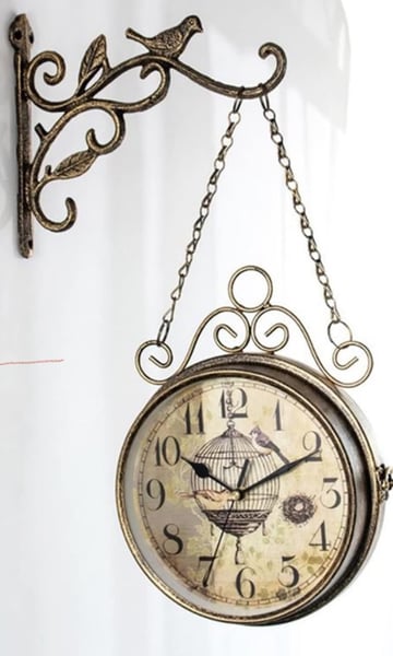 Image of Bird Cage Double Sided Wall Clock Battery Operated - Free Shipping - MSRP $143.96