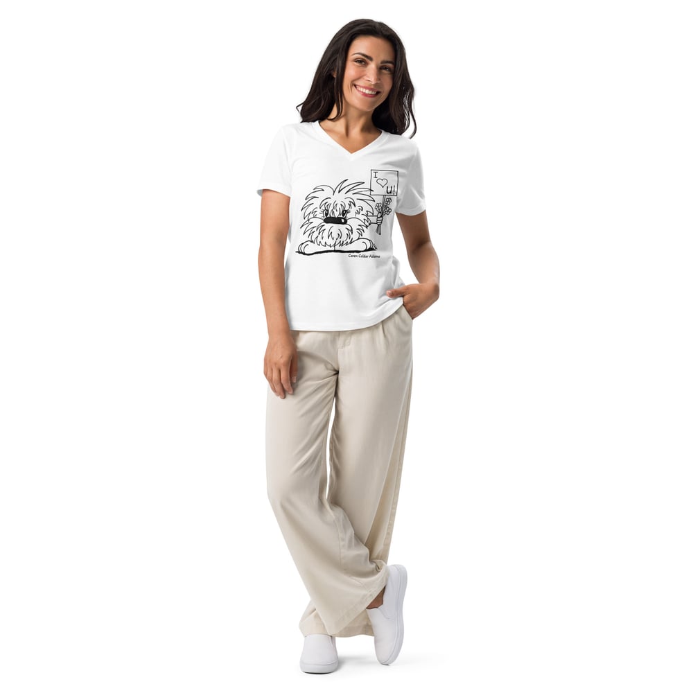 Fuzzy Luv - Women’s relaxed v-neck t-shirt 