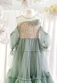 Image 2 of Tulle princess dress for photoshoots | Elvina | size 110 - sage | photo props