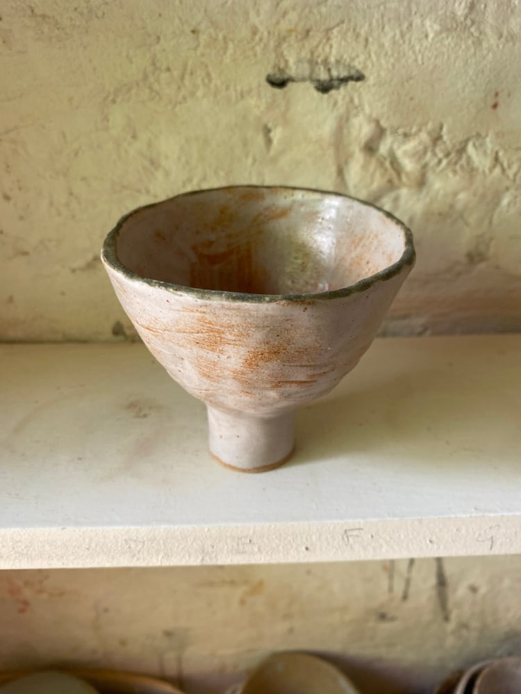 Deep footed bowl (sponged green top)
