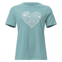 Image 6 of Women's Relaxed T-Shirt, Wildflower Heart T-Shirt | Minimal Floral Heart Graphic Tee
