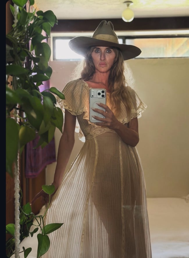 early 1960s Mexican cotton voile pintucked maxi dress wedding