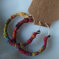 Image 3 of Handspun Hoop Earrings (5 colors to choose from)