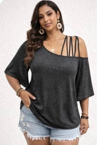 Image 1 of New 4XL Diva Shoulder Gray Top #471*9