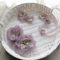 Image 2 of Photography set of flowers with headband - dusty purple