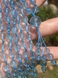 Image 2 of Aquamarine Mala, Aquamarine 108 Beads Japa Mala, Aquamarine Hand Knotted Gemstone Necklace