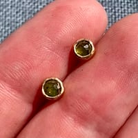 Image 4 of Moss Green Diamond Stud Earrings