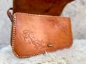 Rose Large Vintage Leather Embossed Purse 