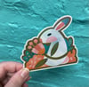 Holographic Bunny & Flowers Vinyl Sticker