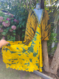 Image 1 of Wanderlust maxi dress Sari tie dye Mustard upto 18 uk