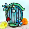 Blue Fairy Door Candle Holder