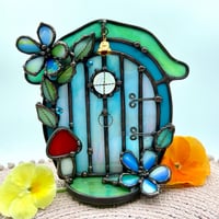 Image 1 of  Blue Fairy Door Candle Holder 