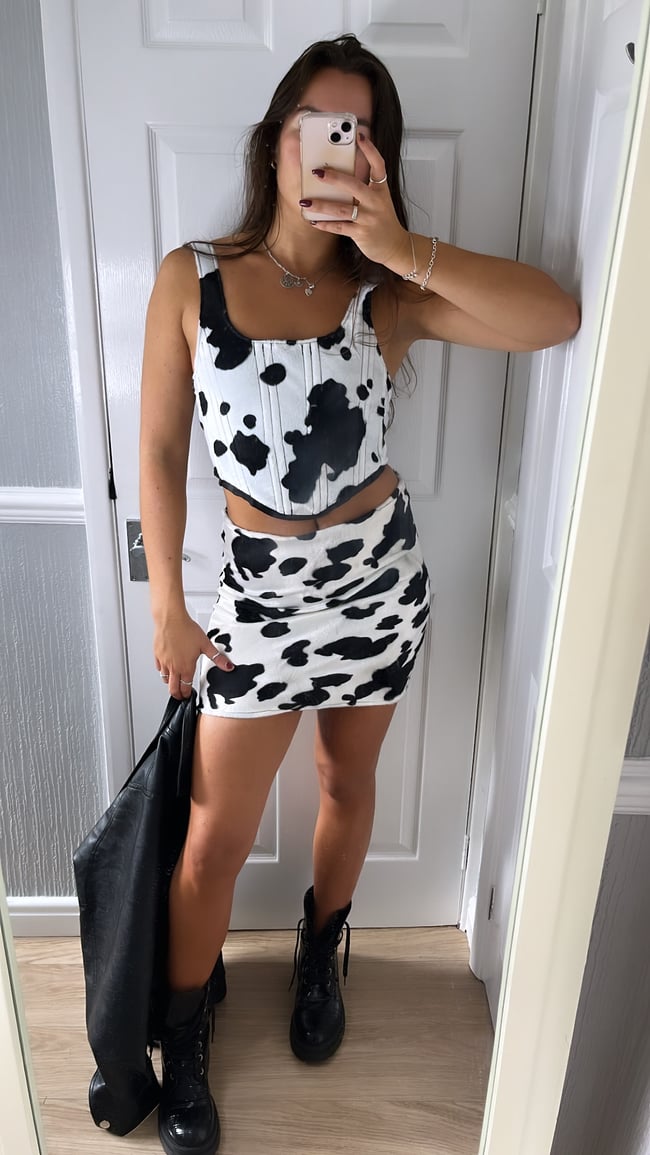 multiple animal prints* Velboa mini skirt