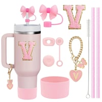 Image 15 of 10PCS Accessories Set for Stanley Cup, 2 Straw and Brush and 1 Flower Charm Chain 3 Spill Proof Stop