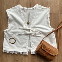 Image 1 of White Tie-Up Vest