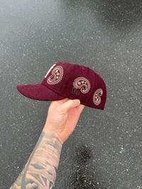 Image 4 of GREEN BRIM MAROON UPSIDE DOWN LA DODGERS CUSTOM FITTED CAP