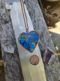 Image 3 of Electroformed labradorite heart necklace 02
