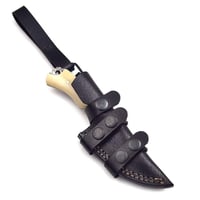 Image 4 of 8" Handmade Damascus Steel Skinner Knife with Bone Handle & Cowhide Leather Sheath