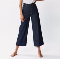 Image 1 of FADED GLORY crop flared gaucho dark blue jean