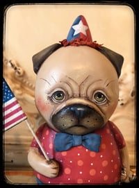 Image 3 of Folk Art Pug dog clay Creation Americana 