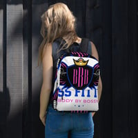 Image 3 of BOSSFITTED White Neon Pink and Blue Backpack