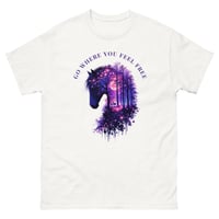 Image 4 of Go Where You Feel Free Horse Forest Unisex Classic Tee | Colorful Horse Graphic Shirt