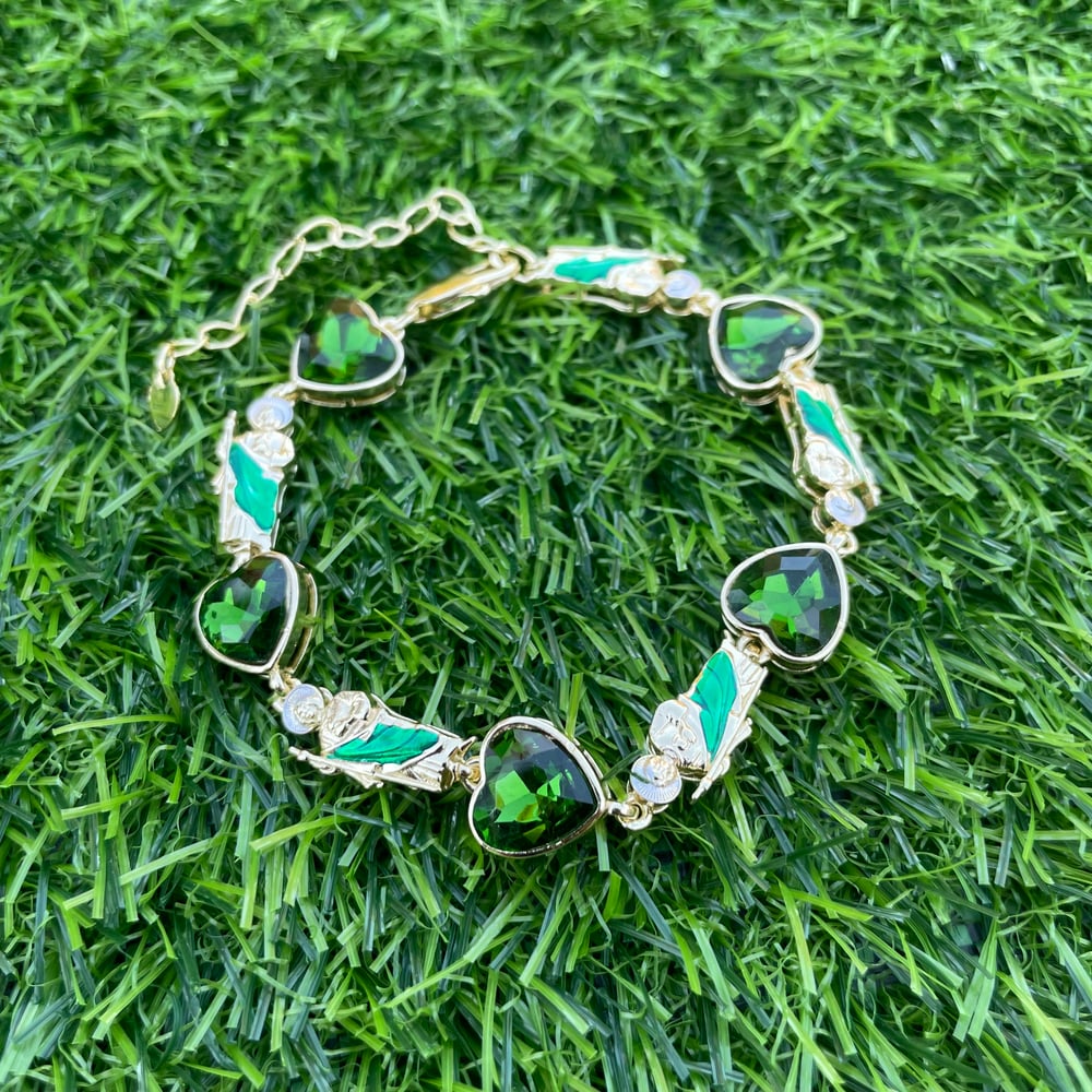 San Judas Tadeo green heart stone bracelet