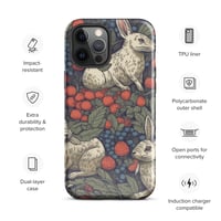 Image 14 of Boho Nature Cottagecore Inspired White Rabbits Among Berries Tough Case for iPhone®