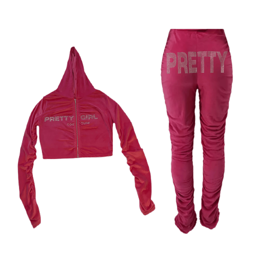 PRETTY RUCHED HOT PINK TRACKSUIT