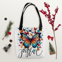 Image 2 of  Christian Tote Bag, Butterfly Tote Bag, Christian Gift, Back To School Bag, Gift for Her,