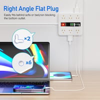Image 4 of AU Plug Power board with 3 USB-A and 3 Type-C port,12AC Outlets, Surge Protector Power Strip, 2m cab