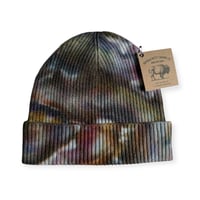 Image 1 of Adult Knit Cuff Beanie in Earthy Ice Dye