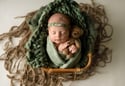 Olive & Sage Newborn Bonnet, Wrap & Layer Photography Prop Set