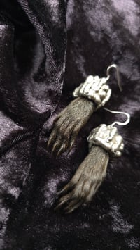 Image 3 of Black squirrel paw earrings
