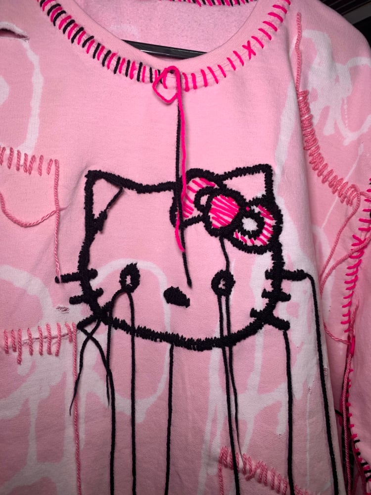 Image of THE END IS NEAR X HELLO KITTY PINK JUMPER 