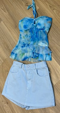 Image 4 of Bandeau print frill top - 4 colours 