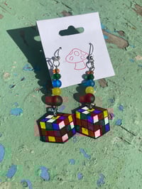 Image 1 of Rubix Cube Earrings 
