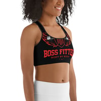 Image 5 of BOSSFITTED Black and Red AOP Sports Bra