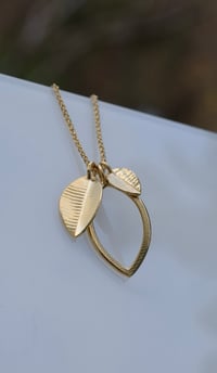 Image 5 of Triple Leaf Gold Vermeil Necklace on 18 Inch Spiga Chain – Fold Collection