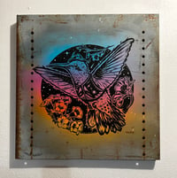 Image 1 of The Night Was Just Hummin' on Salvaged Metal