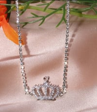 Image 2 of Rhinestone Crown Charm Necklace