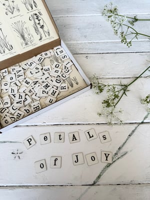 Image of Decorative box of vintage letter tiles #3
