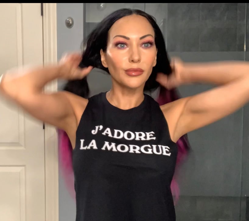 Image of J'ADORE LA MORGUE CROP RACERBACK