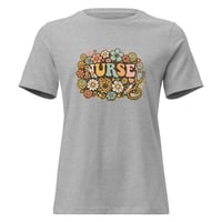 Image 7 of Women's Relaxed T-Shirt, Nurse Retro T-Shirt | Vintage Floral Nurse Graphic Tee