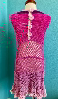 Image 5 of Crochet Boho Girls Dress Fuscia Size 6-7x