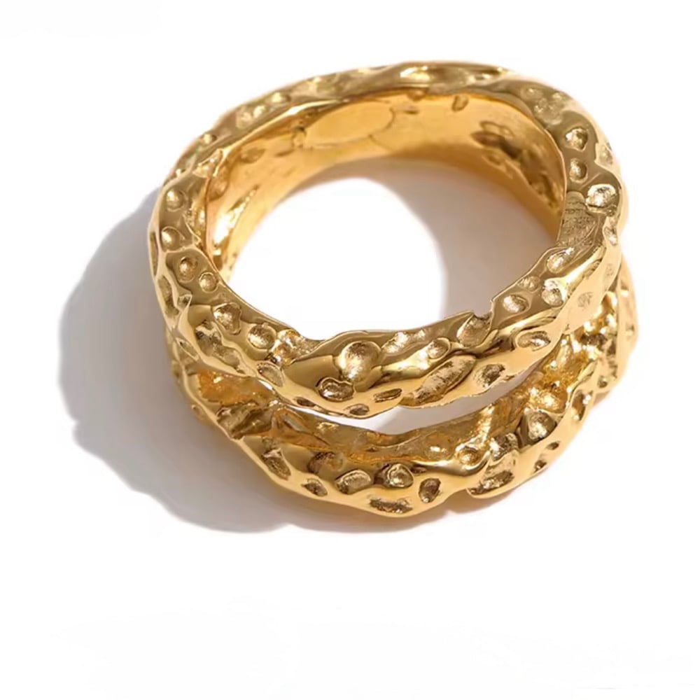 Image of ISLA Raw Textured 18CT Gold Plated Stacking Ring