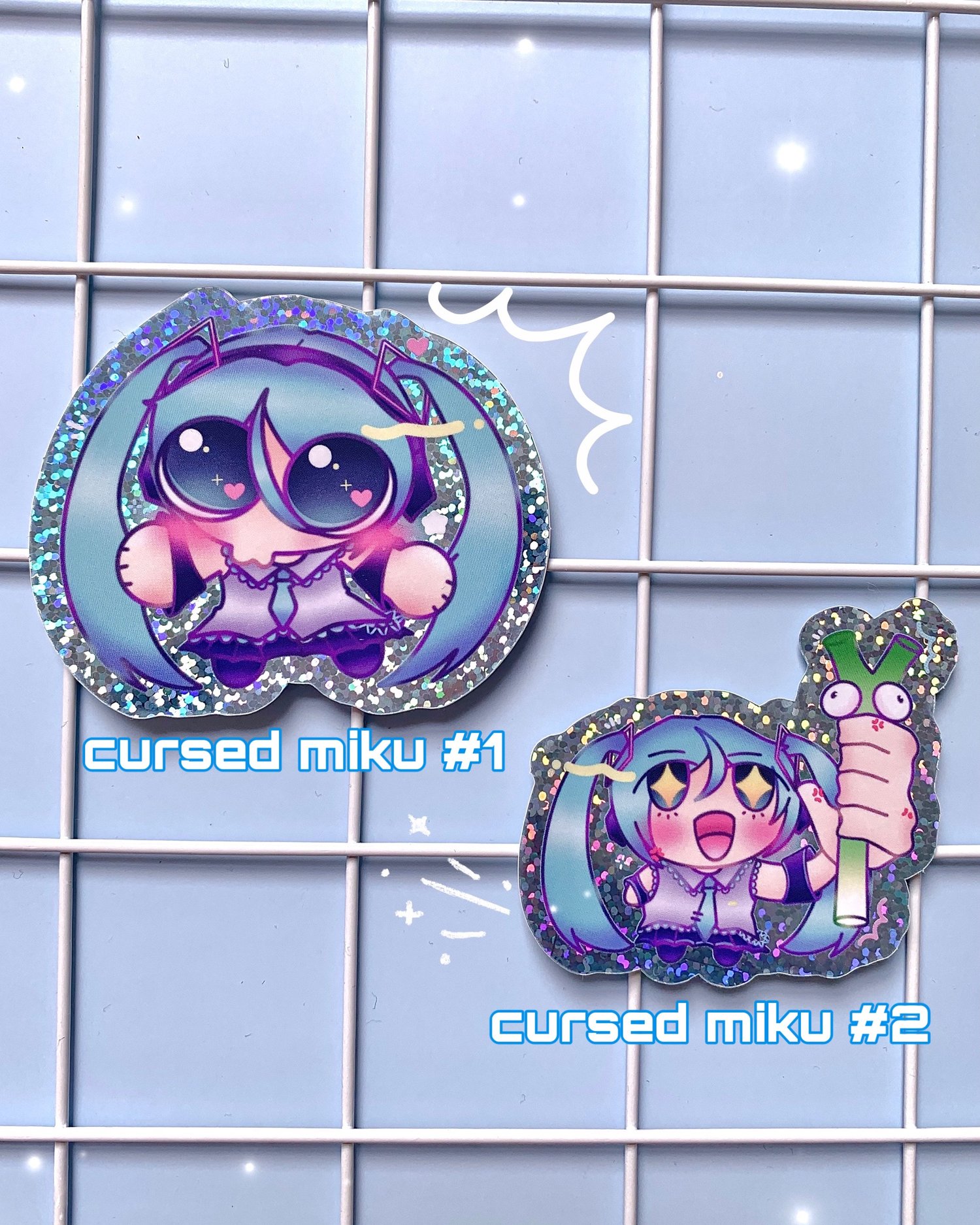 Image of Cursed Miku | Acrylic Charm & Glitter Stickers