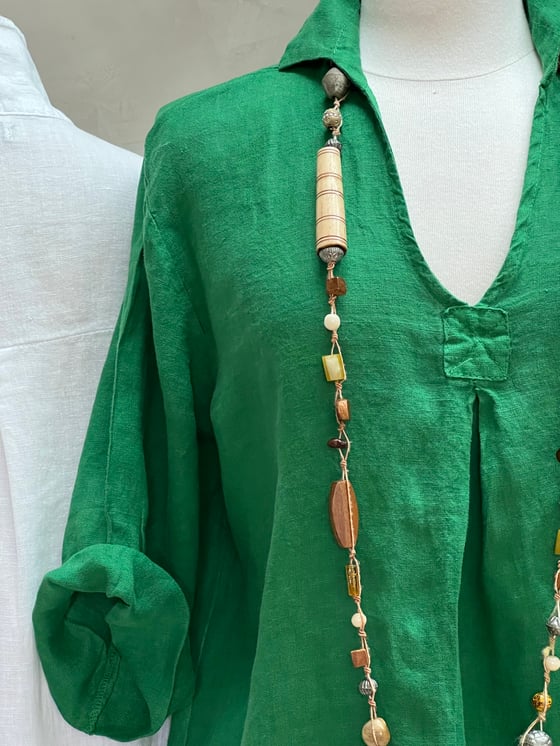 Image of Robe En Lin Daphné Vert 