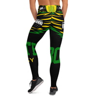 Image 4 of BOSSFITTED Black Yellow and Green AOP Yoga Leggings