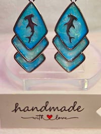 Image 5 of Handcrafted Resin Hammerhead Shark Earrings 